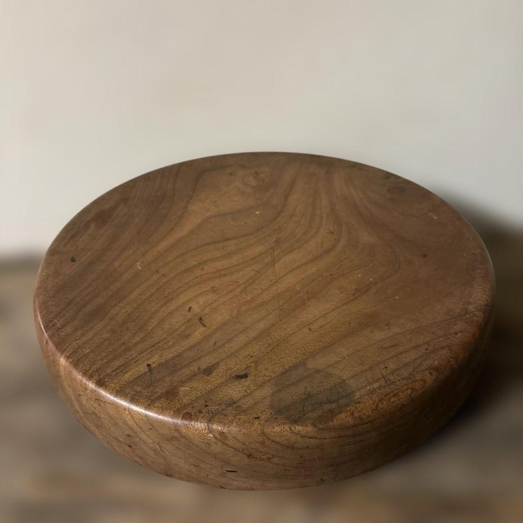 味の良い丸盆　その11 丸盆　くりぬき盆　木地盆　アンティーク　古道具検:李朝