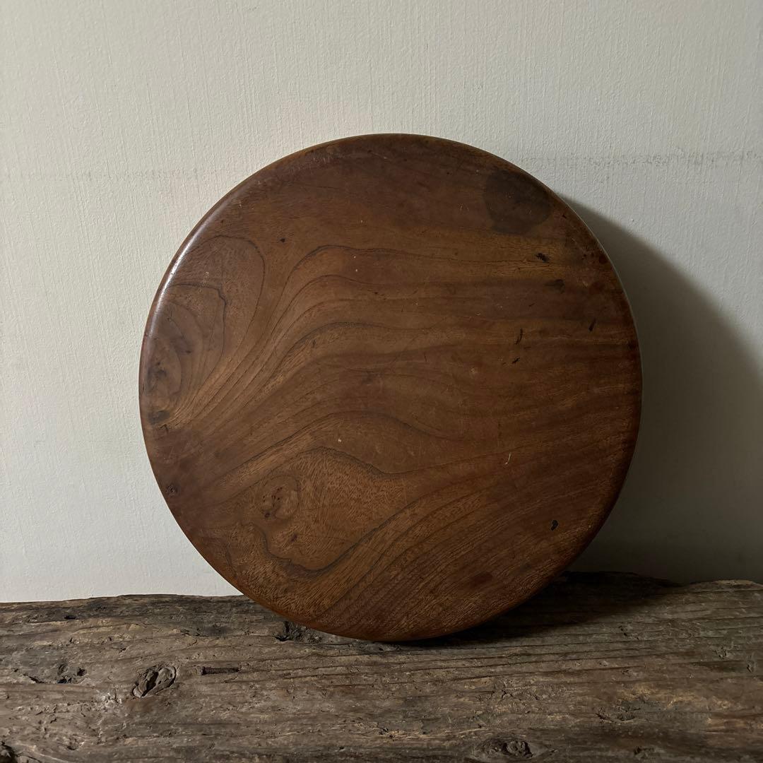 味の良い丸盆　その11 丸盆　くりぬき盆　木地盆　アンティーク　古道具検:李朝