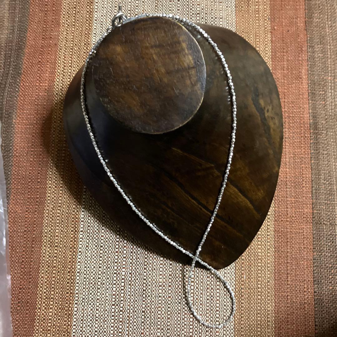 カレンシルバー ソリッドビーズ ランダムカット ロングネックレス 60cm