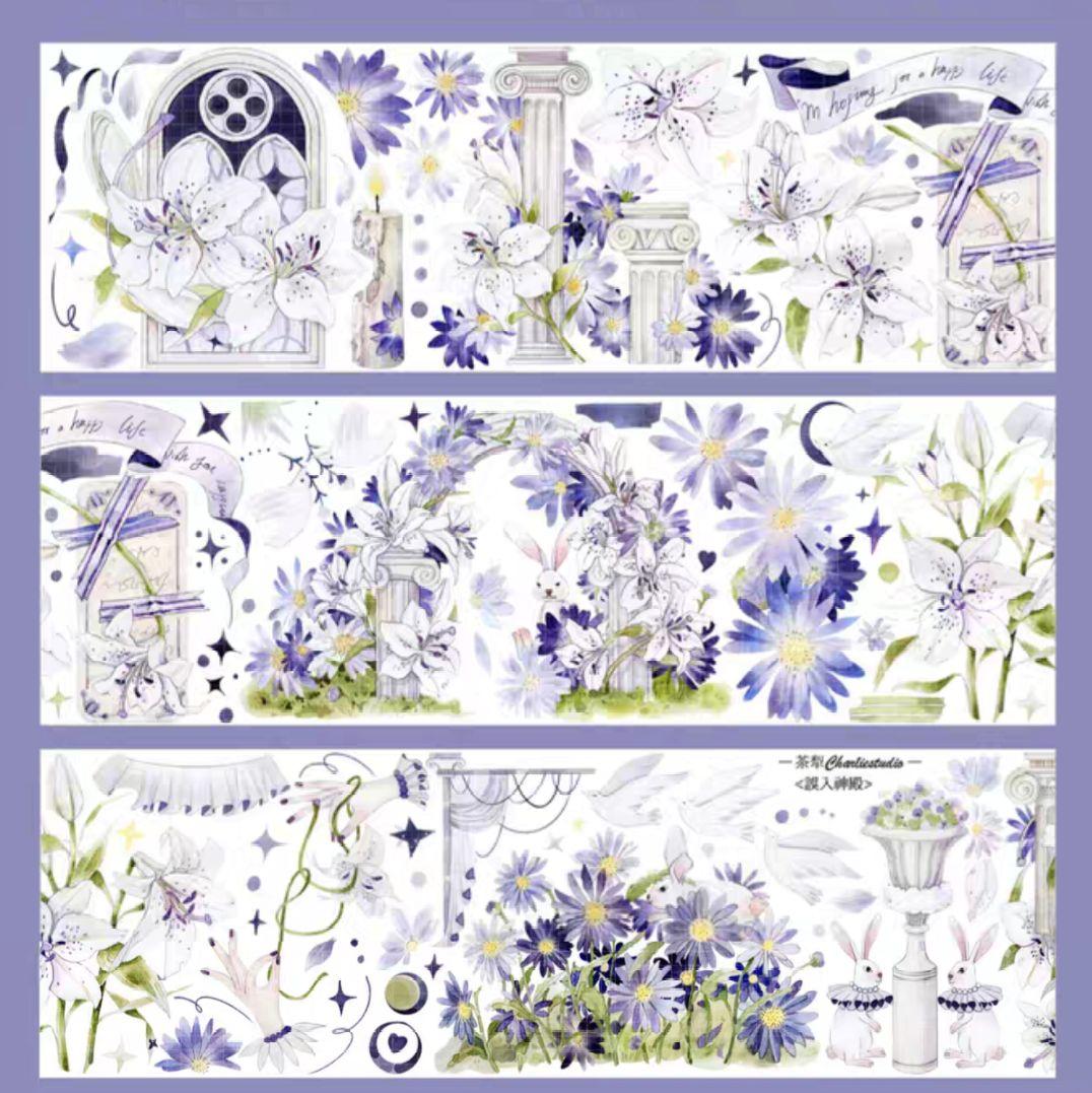 巻売 250☆ 海外 マスキングテープ マステ PET 装飾 花 烫銀