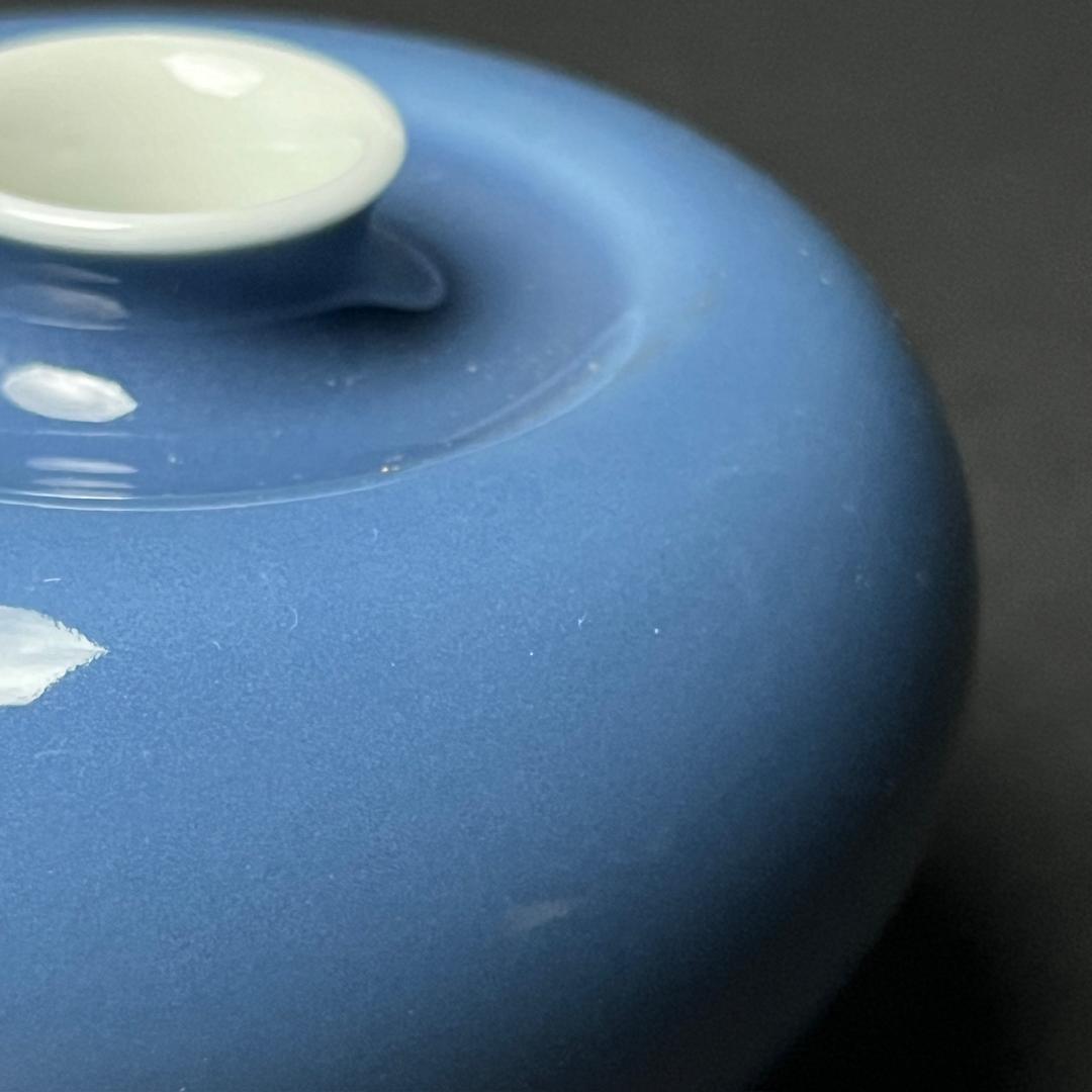 天藍釉蘋果尊 大清康熙年製 六字三行楷書款 古玩