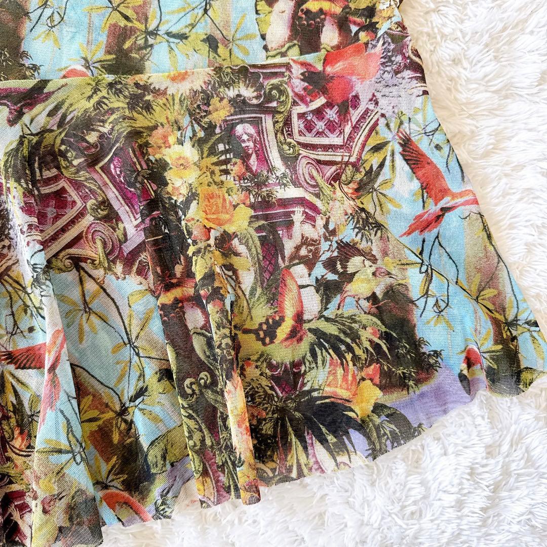 ジャンポールゴルチエ パワーネット アシンメトリースカート 楽園 トロピカル