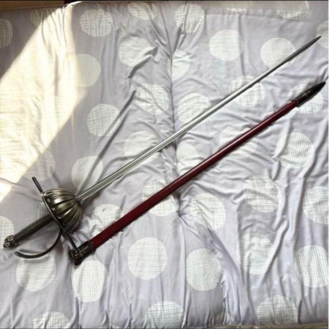 。*様 サーベル　模造刀　本格　コスプレ　赤　騎士　洋風　ヨーロッパ　刀　日本刀