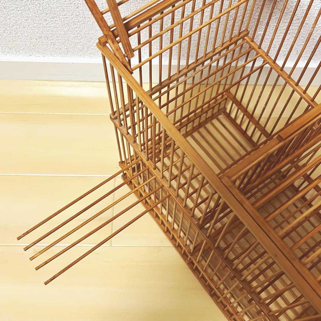 蔵出し出品】竹製 鳥籠 落とし籠