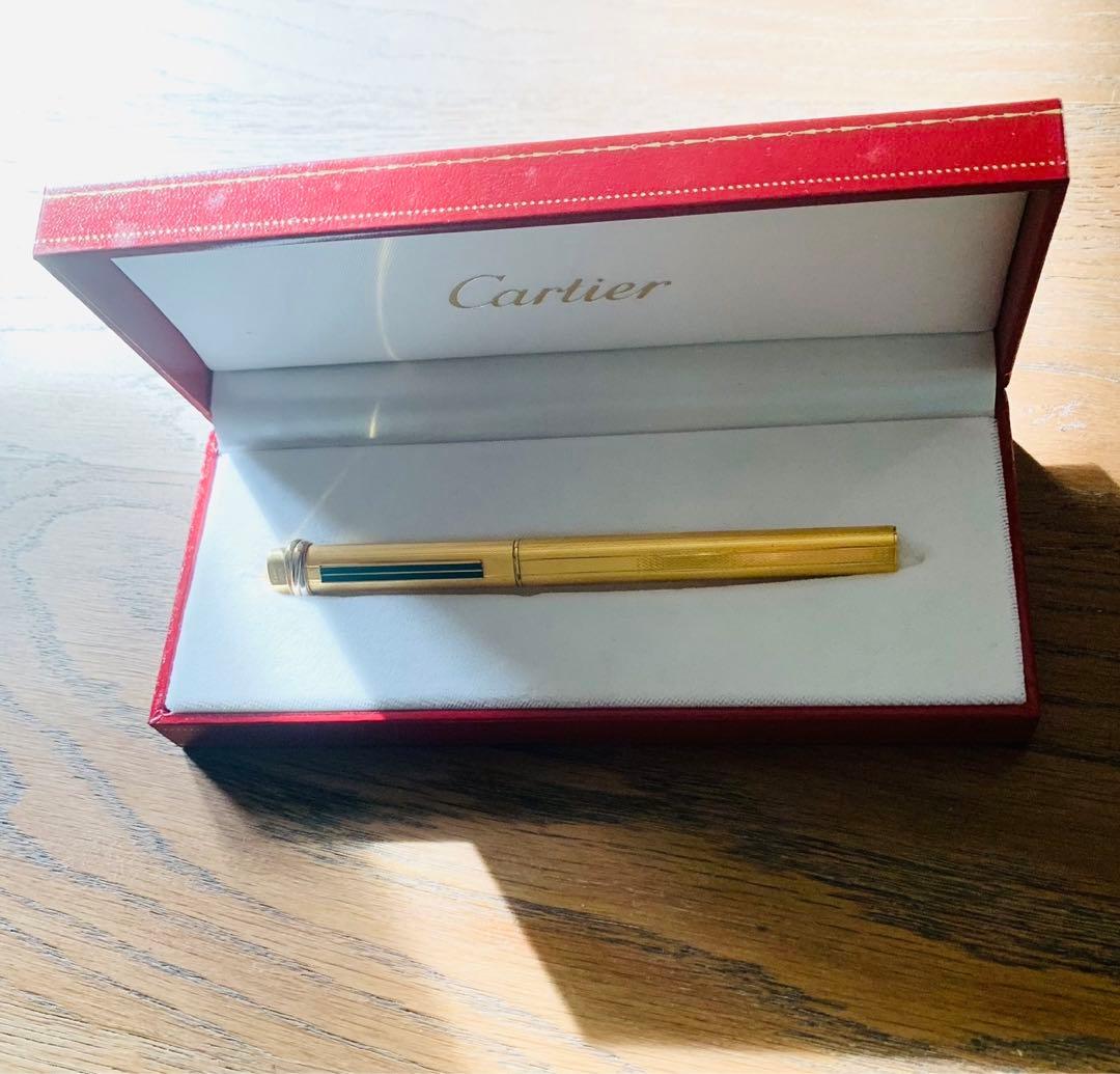 カルティエ トリニティ ボールペン ヴィンテージ ゴールド ストライプ