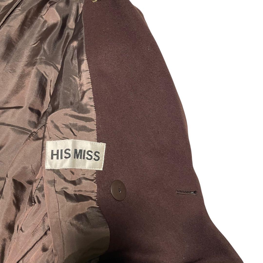 アンゴラ48%【HIS MISS】マキシ丈ダブルチェスターコート 日本製 茶XL