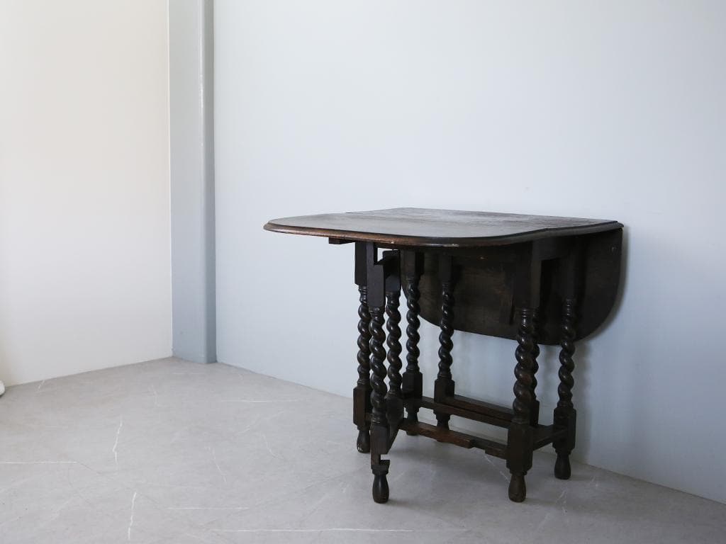 英国アンティーク木製ゲートレッグテーブル/ダイニング机バタフライ(73-330)