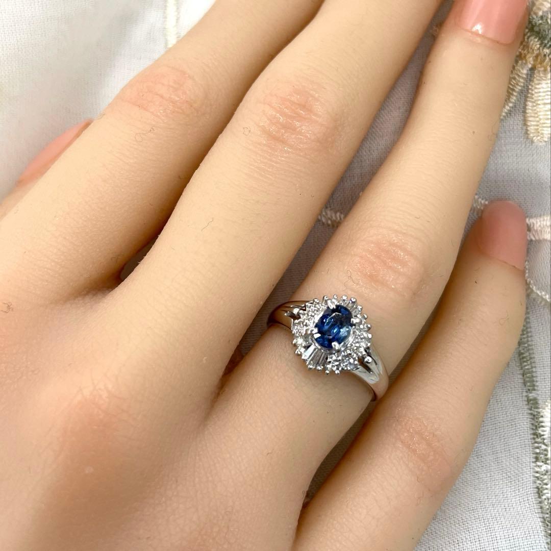 pt900 サファイア　ダイヤモンド　リング