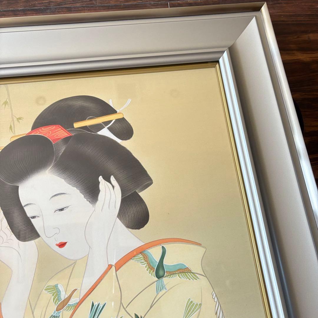 堀江浮水 (堀江豊生) 額装 美人画 真作 日本画 師/伊東深水 絵画