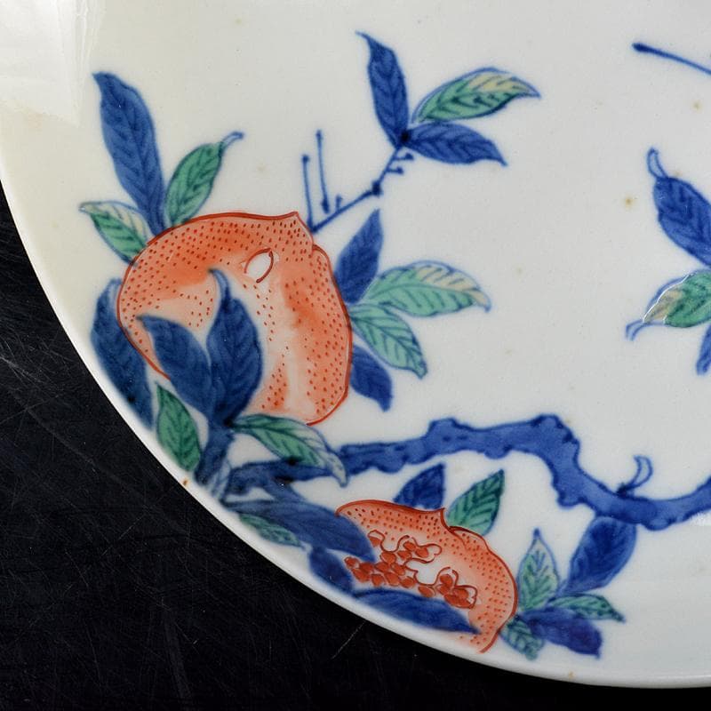 鍋島焼 色鍋島 染錦 柘榴文 高足皿 V R5828 - メルカリ