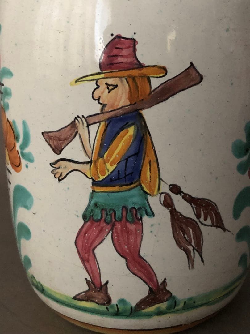 イタリア陶器 デルータ焼 花瓶 Deruta