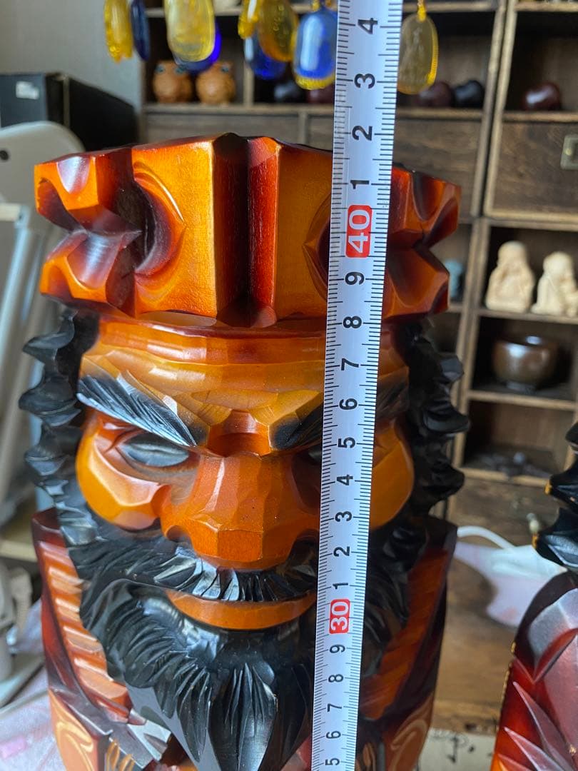 特大 アイヌ 木彫り人形 2体セット 夫婦 ニポポ人形 木製 伝統工芸品