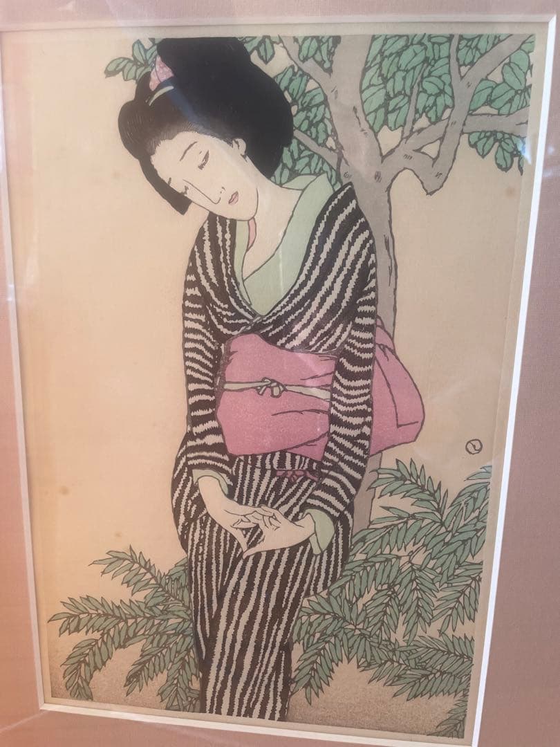 竹久夢二　木版画「宵侍草」