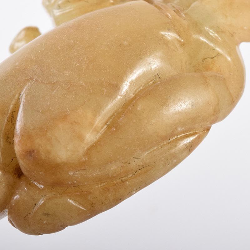 中国 玉石彫刻 神獣 根付 紙鎮 置物 C 8130E