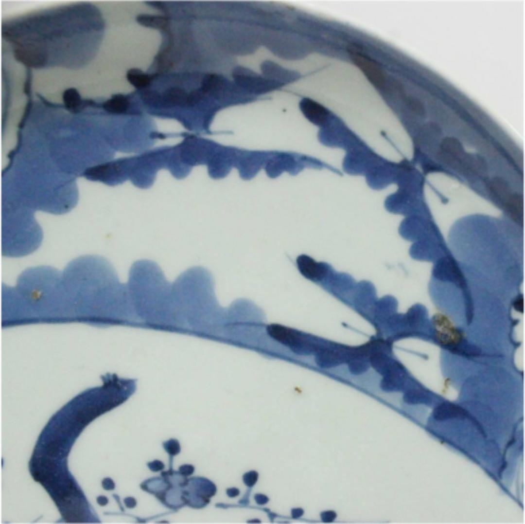 染付扇梅文皿 江戸前期 古伊万里