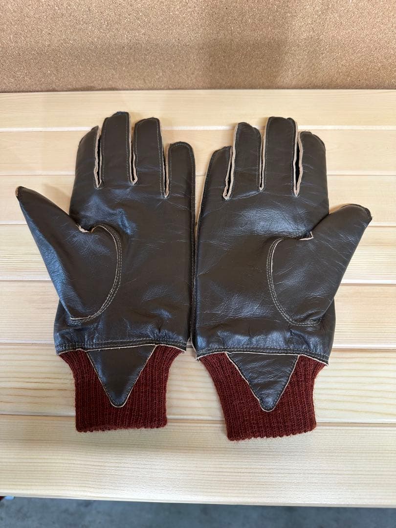 TYPE A-10 手袋 8 1/2 ダークブラウン 赤リブ - メルカリ