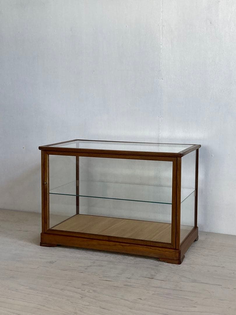 g201 古い木製 ガラスケース 2段 卓上 ショーケース