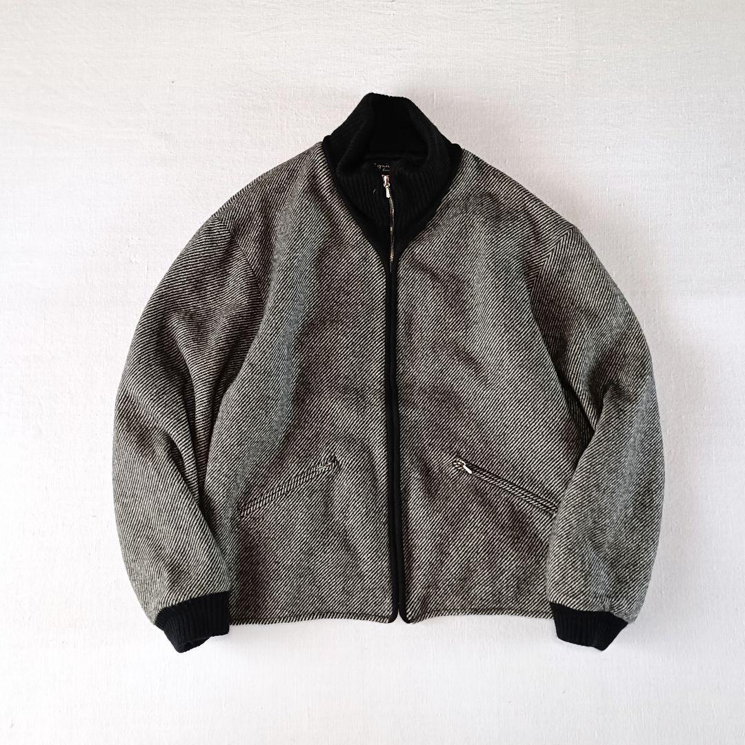 90s フランス製 agnes b ツイードウール ジップブルゾン - メルカリ