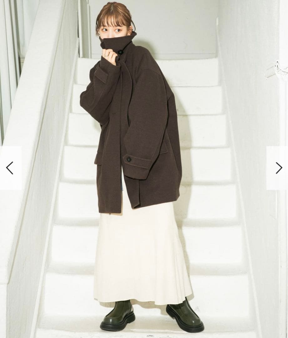 KBF スタンドカラーコクーンミドルコート - メルカリ