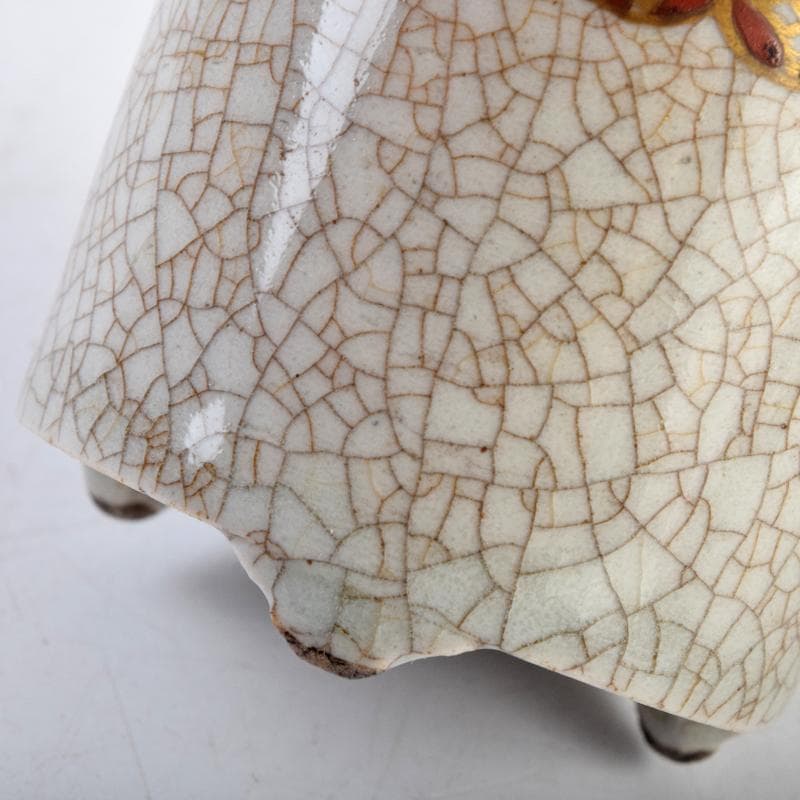 茶道具　野々村仁清作　色絵金彩　銀火屋約18g　香炉　時代箱　M　R9105