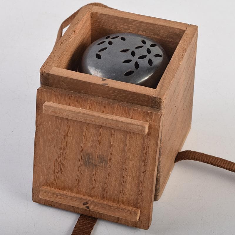 茶道具　野々村仁清作　色絵金彩　銀火屋約18g　香炉　時代箱　M　R9105