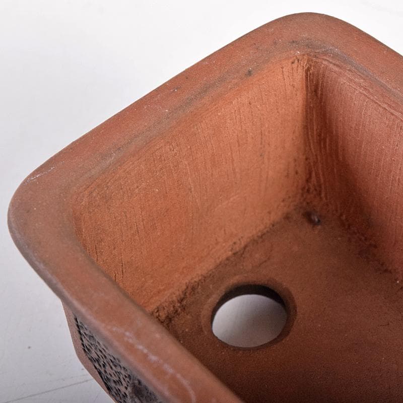 駿河山正作 紫砂 朱泥 猪刻 小さな植木鉢 盆栽鉢 V R8834