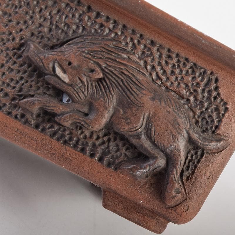 駿河山正作 紫砂 朱泥 猪刻 小さな植木鉢 盆栽鉢 V R8834