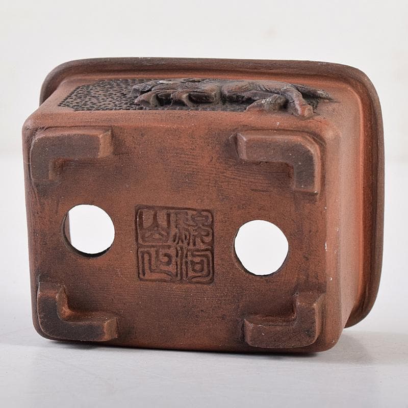 駿河山正作 紫砂 朱泥 猪刻 小さな植木鉢 盆栽鉢 V R8834