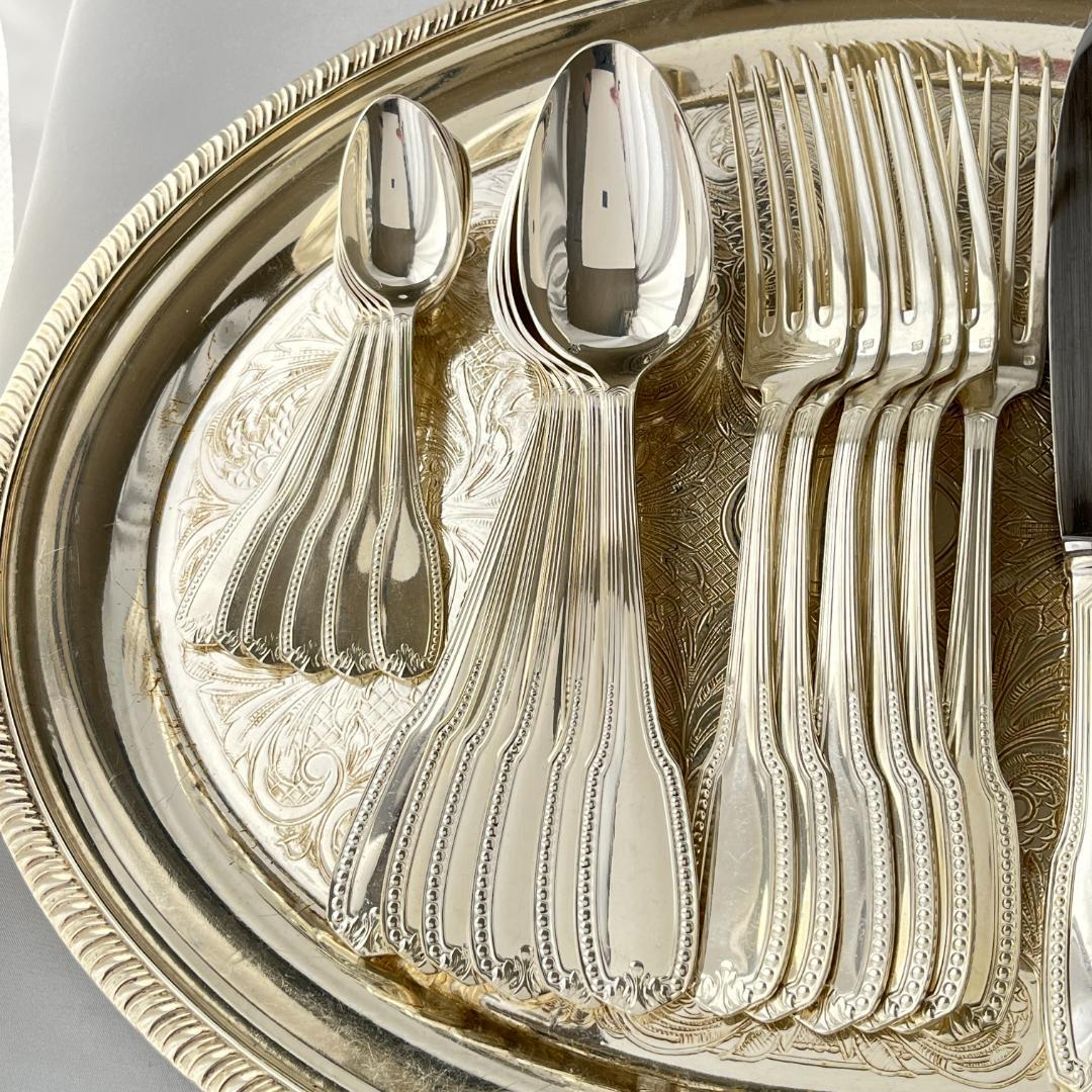 【仏蘭西】 パールとアカンサスのディナーセット 6名用24本【シルバープレート】