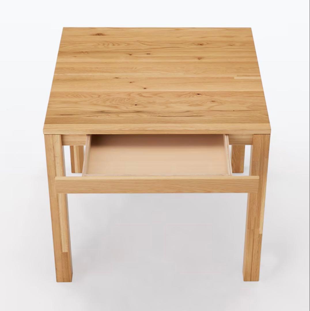 美品★無印 木製テーブル 引出付 節あり　幅８０ｃｍ・オーク材