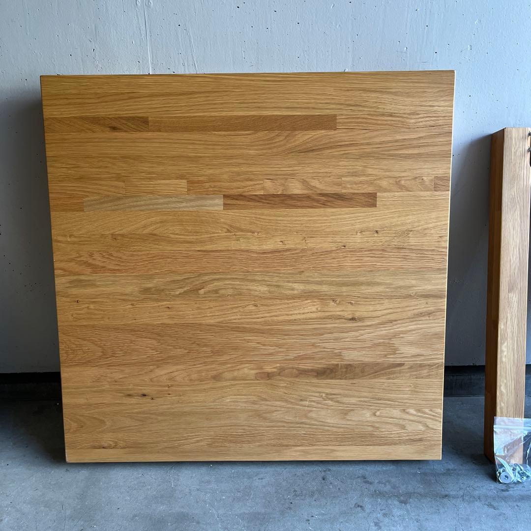 美品★無印 木製テーブル 引出付 節あり　幅８０ｃｍ・オーク材