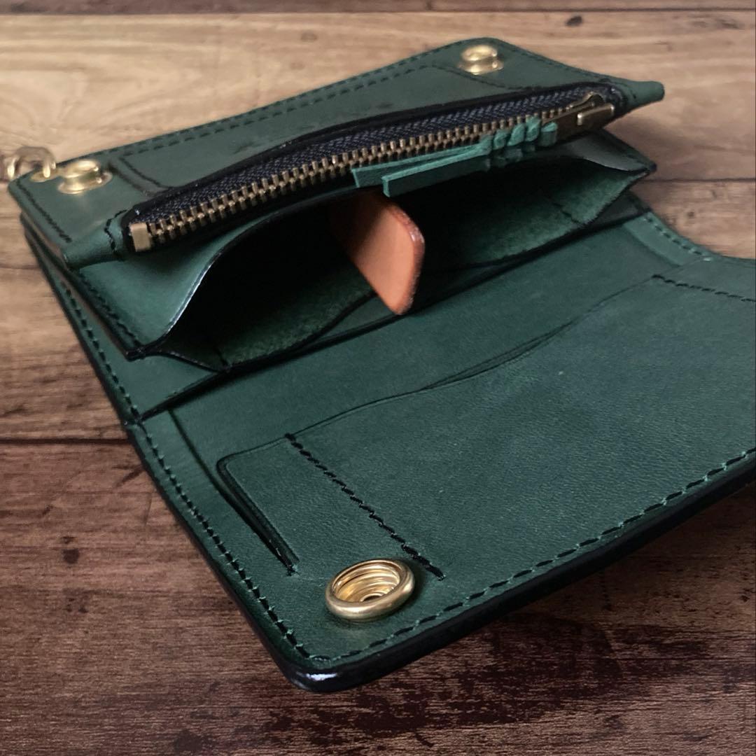 【BMX】ミドルトラッカーウォレット ダークグリーン【お札を折らずに収納】