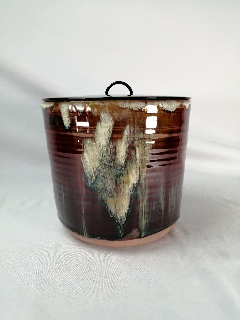 【茶道具】高取喜恵造　高取焼丸水指　水指392