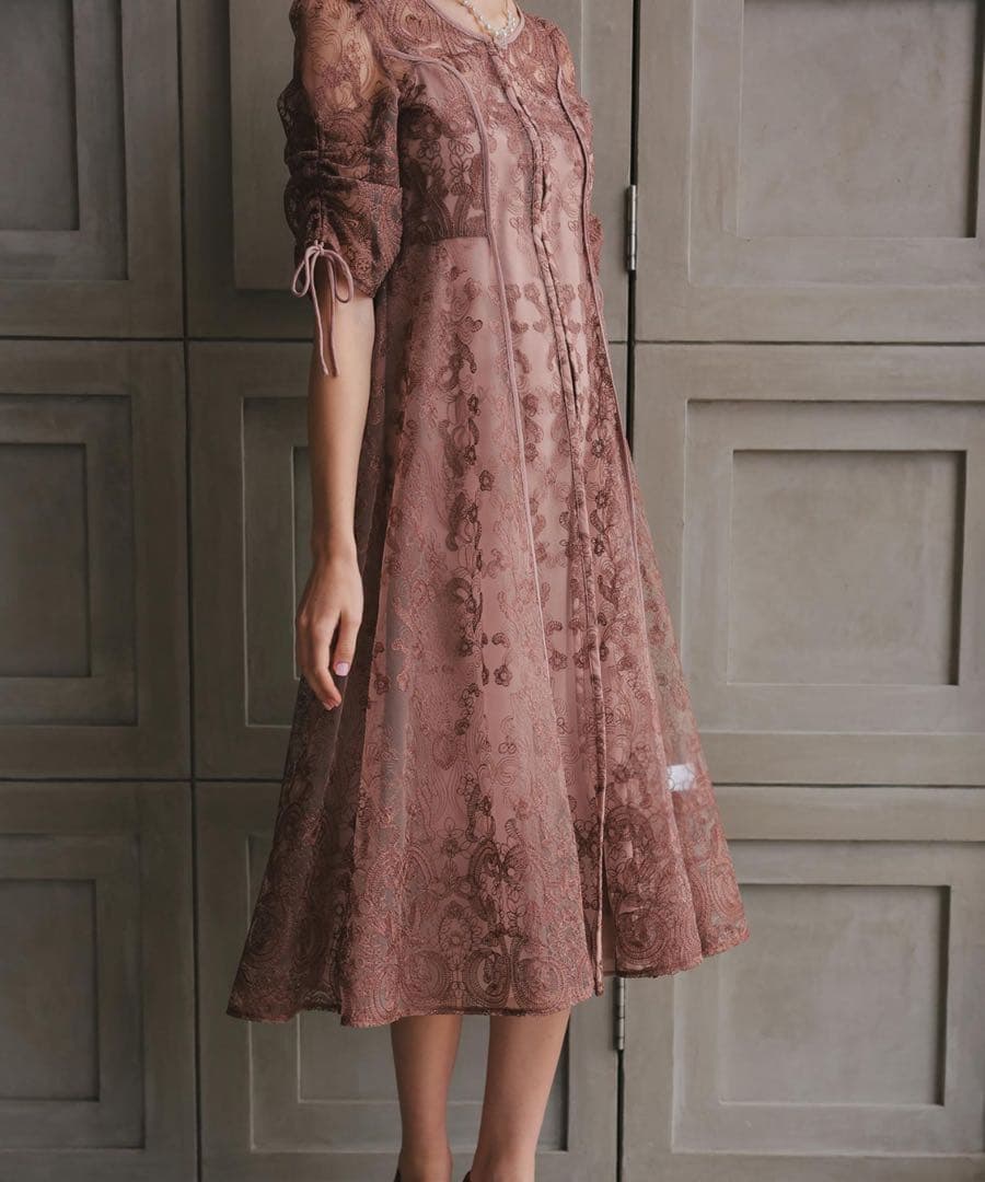 カ☆新品☆ドリードール 刺繍レースロングカーデキャミワンピセットドレス