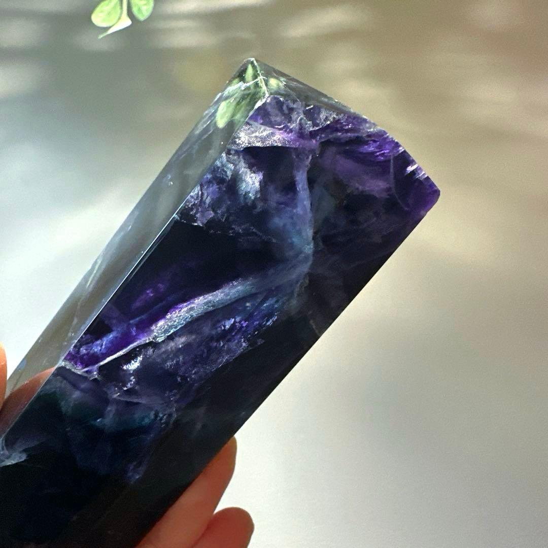 ブルーフローライト タワー 13.2㎝ フローライト 青 透明感 虹