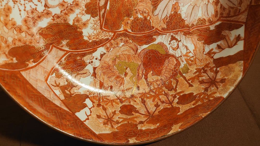 古九谷　九谷焼　赤絵　飯田屋　宮本窯　龍の図　旭山　浅井一毫　１客