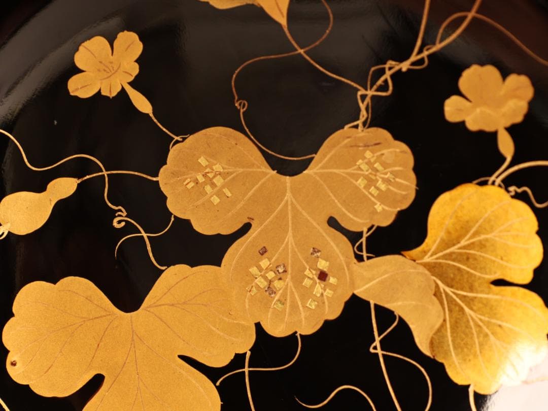 BK411 時代輪島塗 瓢箪図金蒔絵 吸物椀 二客 木製 茶道具 懐石 会席