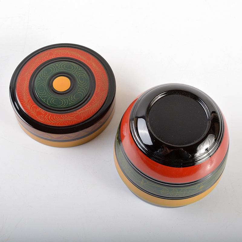 茶道具　山中塗　中村湖彩作　唐物写し　独楽棗　共箱　Ｖ　6294