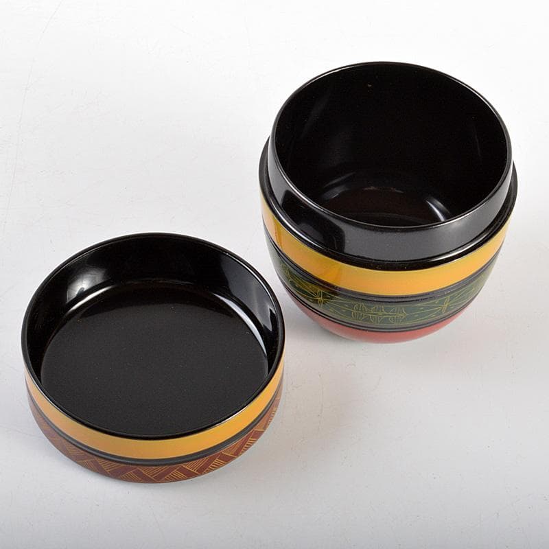 茶道具　山中塗　中村湖彩作　唐物写し　独楽棗　共箱　Ｖ　6294