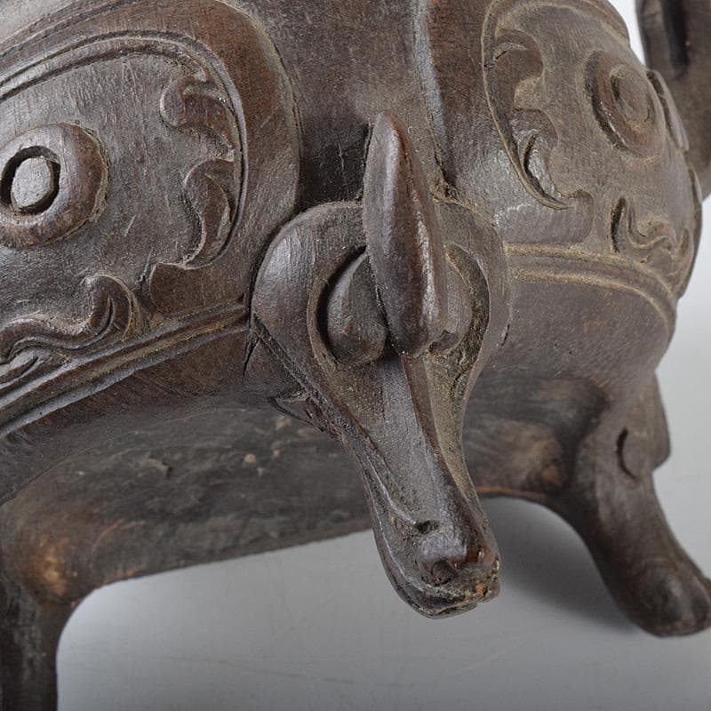 中国 古竹彫刻 獣摘饕餮文 香炉 鼎 V R8107 - メルカリ