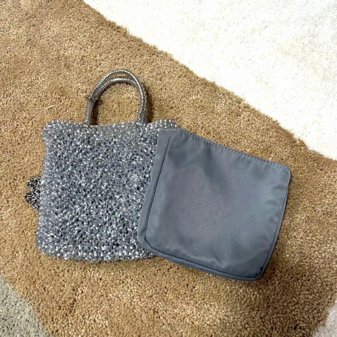 美品　ANTEPRIMA ミニアトゥーラ　シルバー　バックインバック付