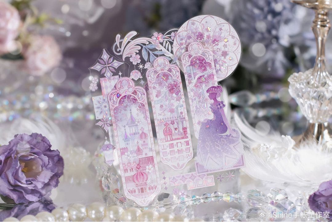 【8890】海外　マステ　3/5/巻　貝殻光マスキングテープ　舞踏会　装飾系