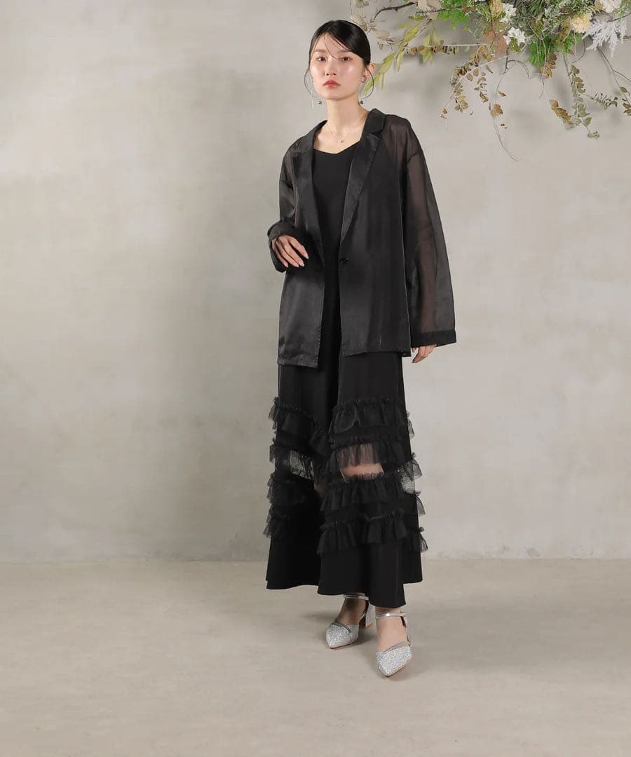 裾フリルキャミワンピース シアージャケット 2点セット ドレス