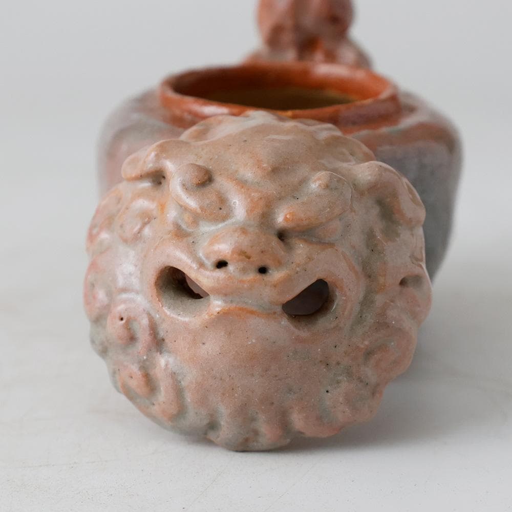 希少 古府焼 獅子香炉 北村光月 大正3年 箱書あり 越中富山 郷土玩具