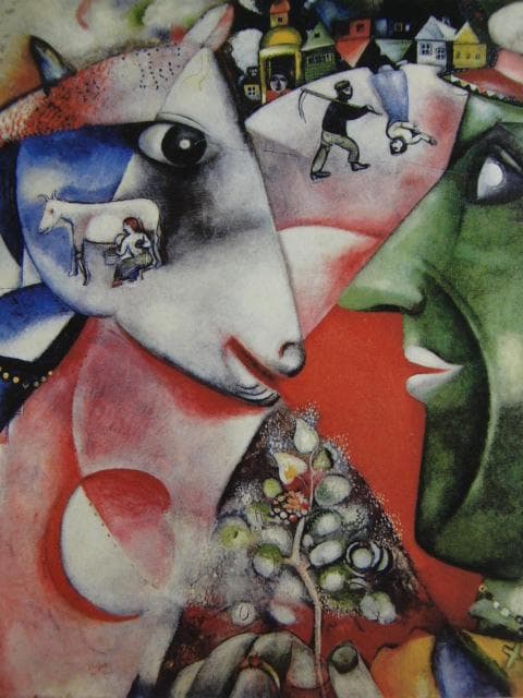 マルク・シャガール、【収穫】、希少な画集画、新品高級額・額装付