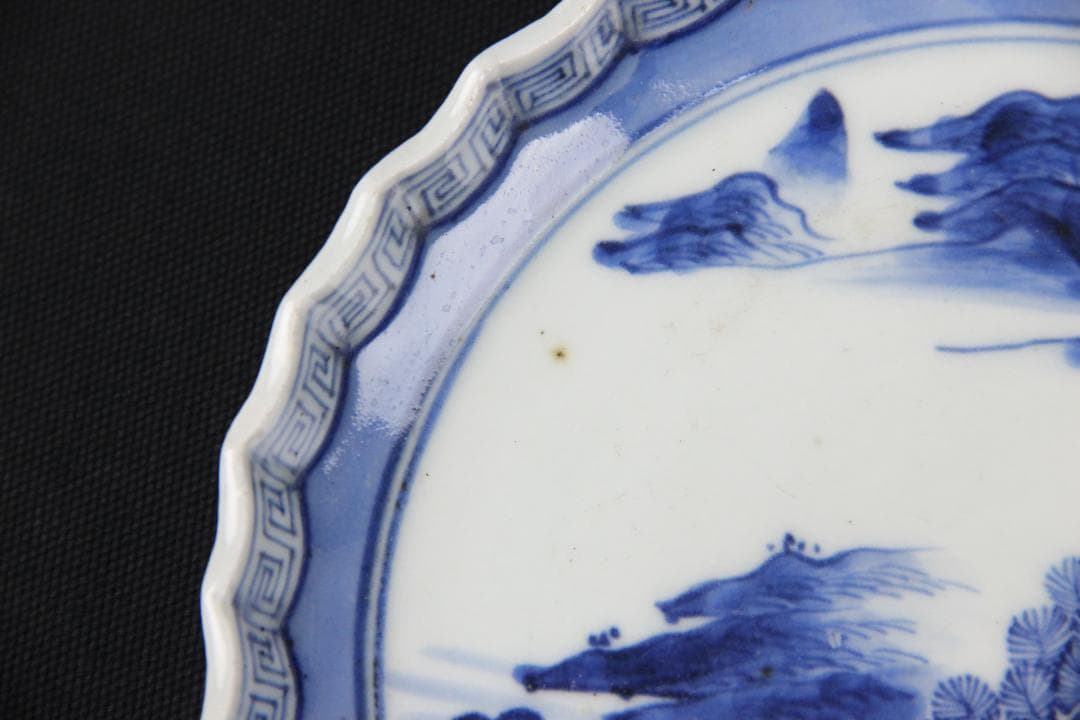 古伊万里 染付 山水図 五枚組 小皿 菓子皿 風景絵 江戸～明治