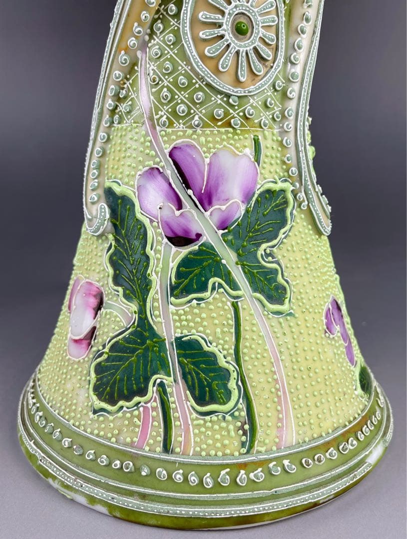 希少】オールドニッポン 約25．3cm 花紋 一陳盛上げ アールヌーボー