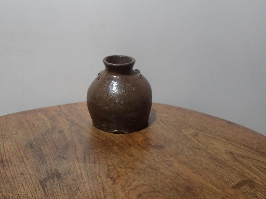 骨董　花瓶　越前お歯黒壺