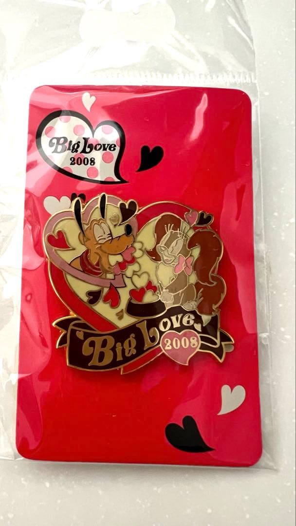 【限定】ディズニー2008バレンタインBigLoveピンバッジ4種セット