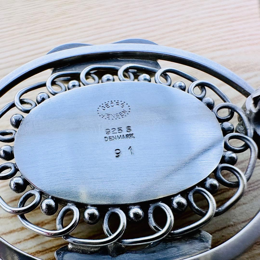 GEORG JENSEN 91 ヘマタイト シルバー ブローチ 925S